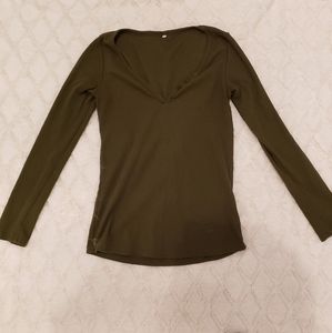 Olive green long sleeve v-neck